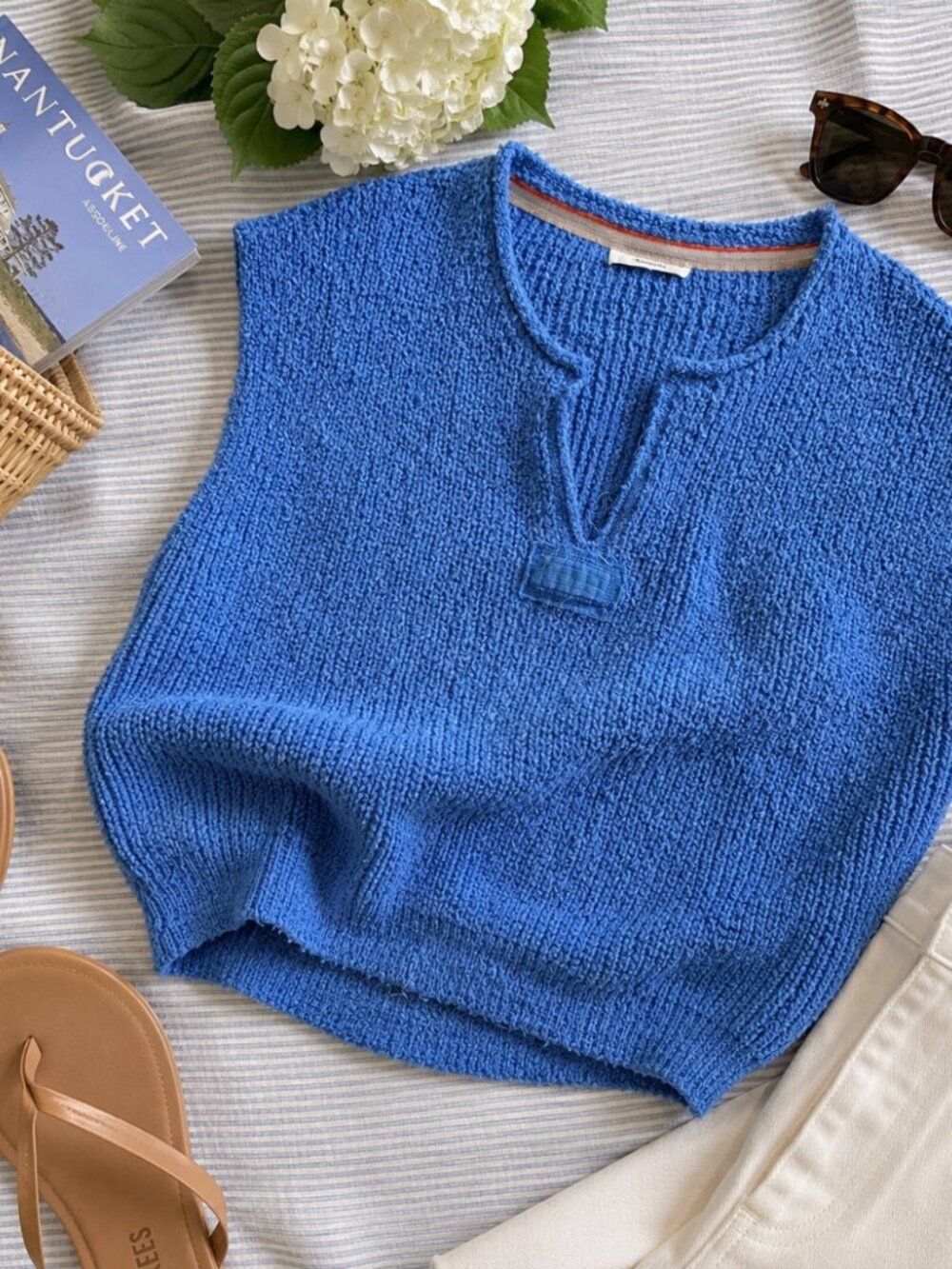 ILLA ILLA Blue Textured Sleeveless Knit Sweater Top | Size Small